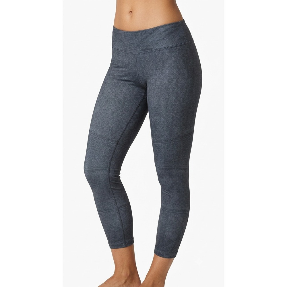 prAna Roxanne Printed Leggings Charcoal Grey Diamond Pattern Performance Active